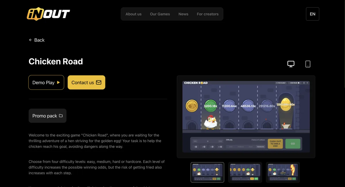 Chicken Road official provider page screenshot Chicken Road official provider page screenshot