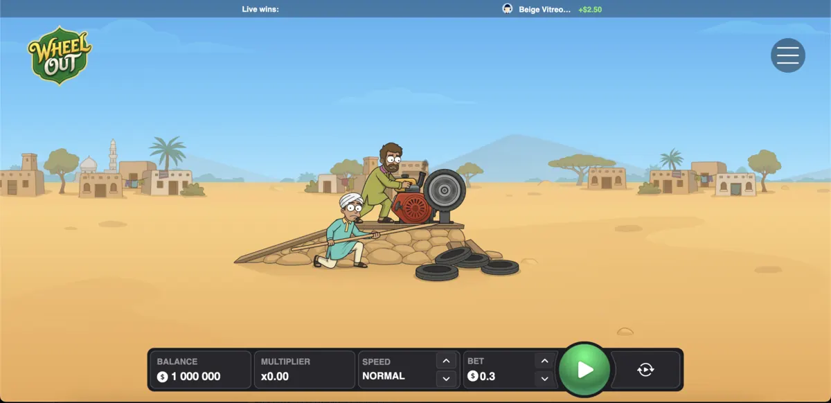 Wheel Out launch machine on the game start screen Wheel Out launch machine on the game start screen
